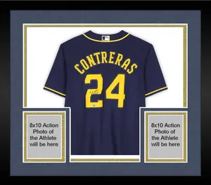 Framed William Contreras Milwaukee Brewers Autographed Navy Nike Replica Jersey - Fanatics Authentic Certified