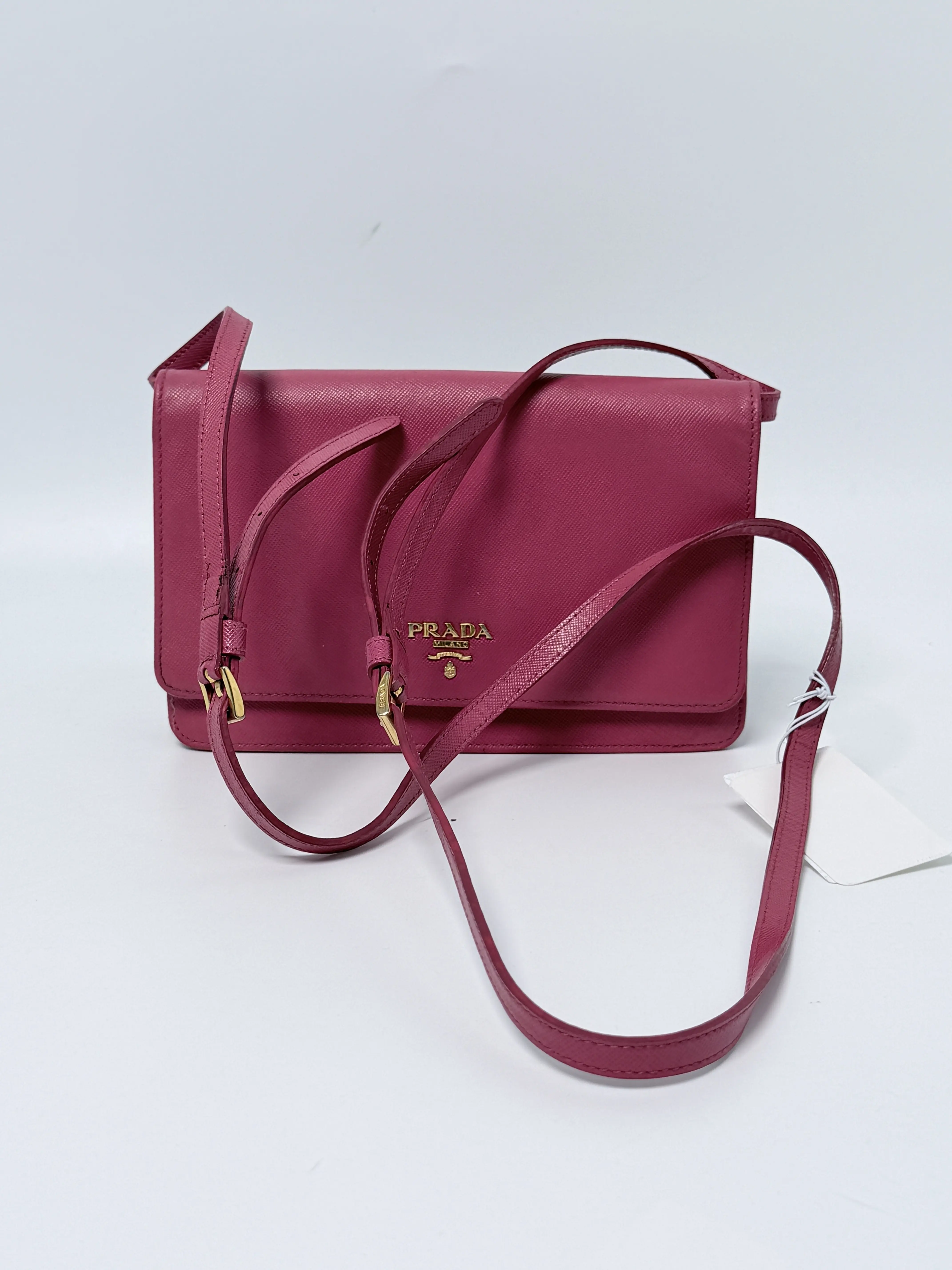 Pre-owned PRADA Leather Crossbody Bags Peony Pink Saffiano Lux Crossbody Bag Shoulder JC127PR