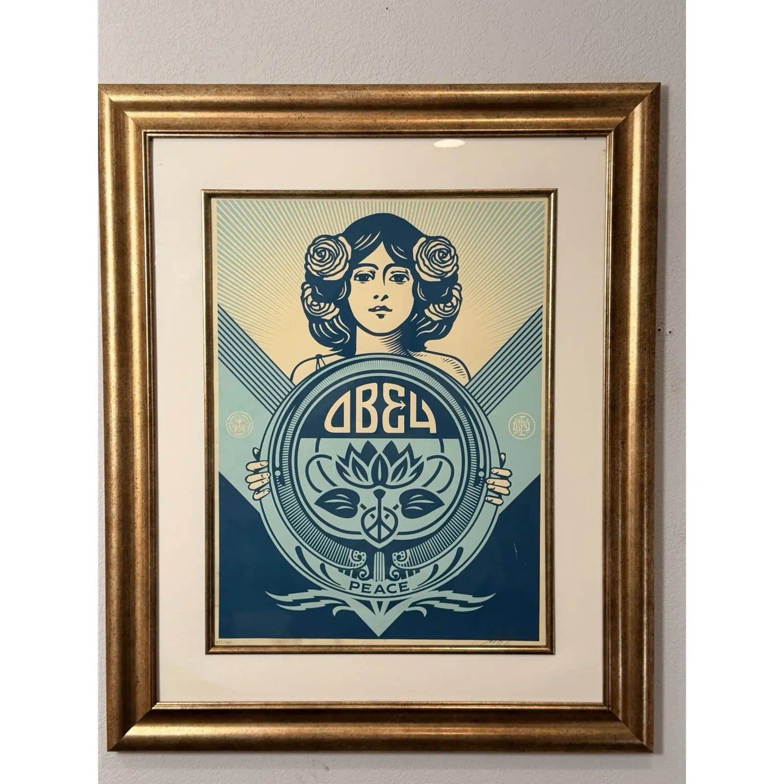 Shepard Fairey Obey Giant ARISE Lotus Woman Signed Print 474/500 Framed
