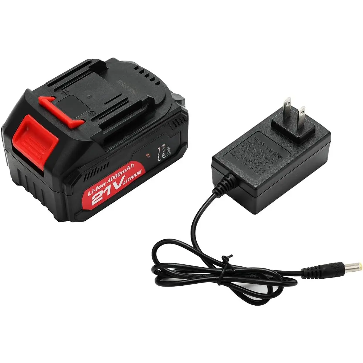 21V Lithium Ion Cordless Tool Battery, 4.0 Ah Capacity with Charger Adapter and LED Indicator, Compatible with Leaf Blowers, Lithium Ion Battery