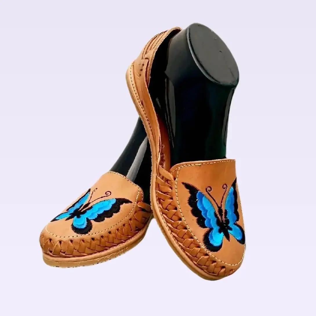 Huaraches Mariposa Azul, Rubber sole, sandals women, Material Leather, Color caramelo, Dama, Elegante, Walking, Shoes, Footwear,  Shoe,  Handmade. Summer