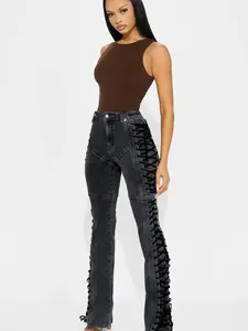 After Hours Lace Up Flare Pant - Black