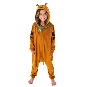 Scooby Doo Kids Hooded Character Union Suit Lounge One-Piece Pajama Loungewear Sleepwear For Girls Boys