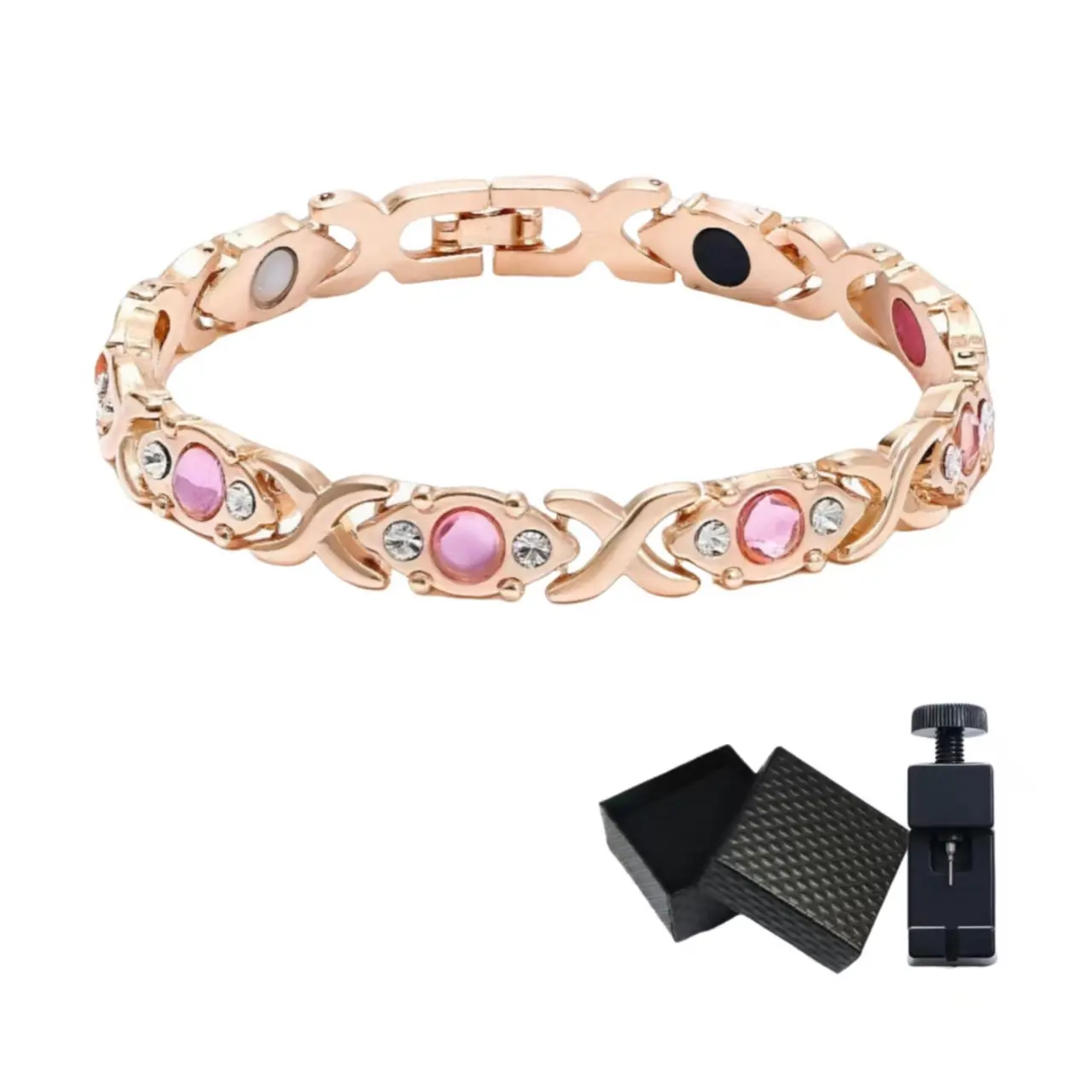 Energy Magnet Bracelet for Women Eco-Friendly Alloy with Diamonds Adjustable Wristband with Gift Box & Adjuster  christmas gifts for gf
