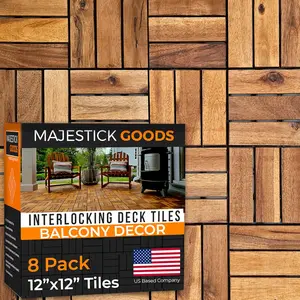 Interlocking deck tiles balcony decor 12x12 nonslip all weather acacia wood outdoor tiles for patio decking porch flooring tiles easy to install wooden deck tile pavers 8 sq ft 8