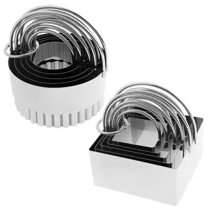 KHZSPP 10Pcs Biscuit Cutter Set Stainless Steel Cookie Cutter Set with Handle Stackable Biscuit Cutting Tool Baking Dough Tools for Pies Mini Cakes Muffins Pancakes