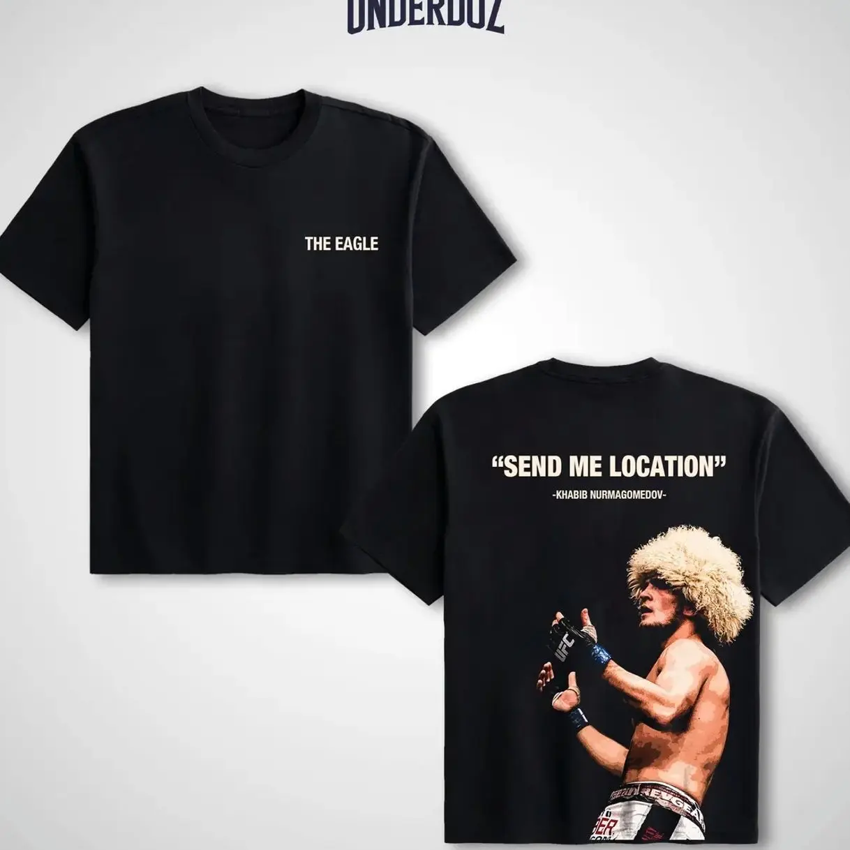 UFC Khabib Nurmagomedov "The Eagle" Menswear Unisex Soft Cotton Round Neck Short-Sleeve Crewneck T-Shirt, High-Quality Black Graphic Streetwear Casual Apparel for UFC Fans 5EN