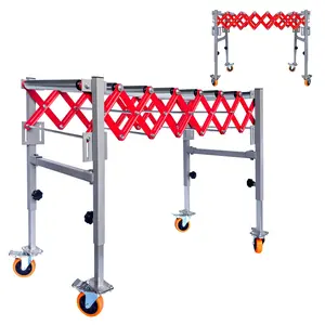 Retractable Roller Conveyor System, 600LBS Capacity Adjustable Height Flexible Conveyor with Casters, Expandable Design for Loading Dock, Warehouse & Material Handling