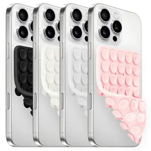 4Pack Silicone Suction Cup Phone Case Mount Double Sided, Phone Accessories Hands-Free Strong Grip Holder for Selfies and Videos, Silicon Phone Stand for Smartphone iPhone and Android