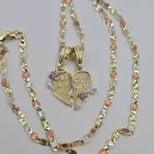 BEST FRIENDS beautiful necklace breakable with roses  three colors chain gold-plated
