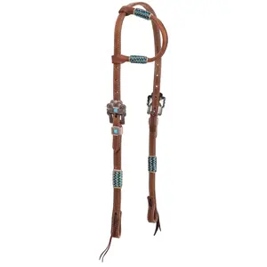Argentina Cow Leather Cobalt Rawhide One Ear Headstall