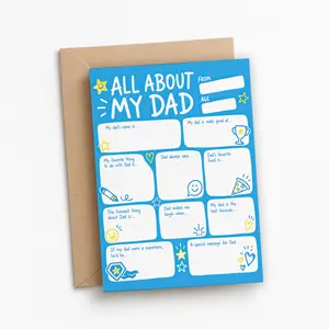 All About My Dad Card | Fill in the Blank Father's Day Gift | Kids Questionnaire