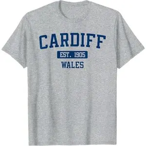Cardiff Wales Classic Varsity Style Block Letter T-Shirt