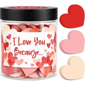 I Love You Because Jar, Valentines Day Gift for Him, 60 Blank Heart Notes, Love Notes, Write Your Own Love Reasons, Romantic Personalized Gift for Wife, Hu