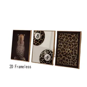 Set of 3 frameless canvas prints featuring a modern leopard print design; wall art for bedrooms, living rooms, kitchens, and hallways; home decor; 2D prints