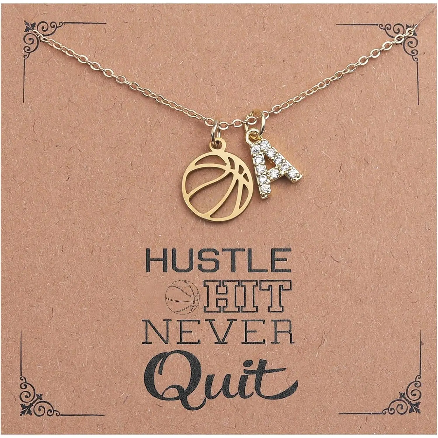 Basketball Necklace for Women Girls Personalized Basketball Pendant Necklace with Initial A-Z Letters Christmas Graduation Birthday Gifts for Team Players Lovers