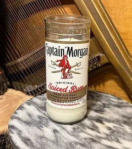 Upcycled Captain Morgan bottle candle