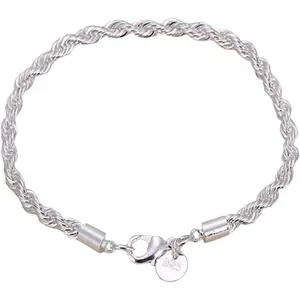 New 2026 Umeng 4Mm Silver Color Chain Male Twisted Rope Bracelet High Fashion Jewelry For Women Men Gifts Trendy Accessories Creative Gift
