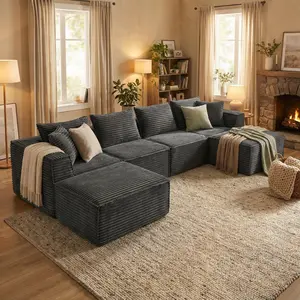 Green/Grey/Beige 108/137 Inch Modern Modular Cloud Memory Sectional Sofa Upholstered Boneless Comfy Couch No Assembly Required Stylish Spacious Relax Furniture for Living Room Home Decor