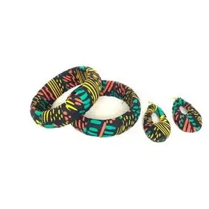 Gorgeous kente cloth wrapped bracelets and earrings set, african inspired jewelry, bracelets earrings
