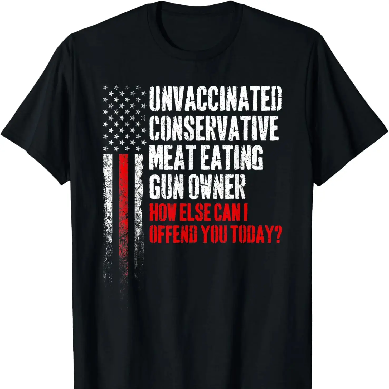 Men's Casual Short-Sleeve Round Neck Cotton T-Shirt - Conservative, Unvaccinated, Meat-Eating Gun Owner Streetwear for Sports & Outdoor Activities, Shortsleeve, Menswear