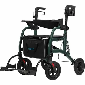 ELENKER HFK-9294 All-Terrain 2-in-1 Shock-Absorbing Rollator Walker – 10″ All-Terrain Wheels, Dual-Mode Seat/Walker, Ergonomic Hand Grips, Padded Seat & Storage Bag, Foldable Lightweight Mobility Aid for Seniors collapsible  cane Tool Healthcare Equipment