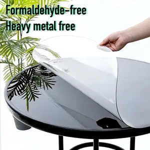 Clear PVC Round Tablecloth Protector, Waterproof Oil-Proof Heat-Resistant, Easy-Clean Mat for Dining Tables, Durable Kitchen Accessory