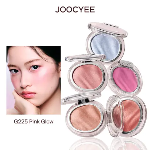 JOOCYEE AURA Glazed Blush - Pink Peach Apricot Coral, Subtle Shimmer Finish, Satin Glow Sheer Blush, Soft Shimmer Glow, Multi-Use Blush & Eyeshadow, Hydrating Dewy Finish, Buildable Natural Color, Brush Powder Radiance, Smoothing Angel Skin, Anti Blush