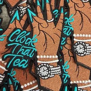 Clock That Tea Cowgirl Iron-On Patch | Funny Western Patch | Trendy Trucker Hat Patch | Embroidered Patch 3.5” | Western Aesthetic DIY