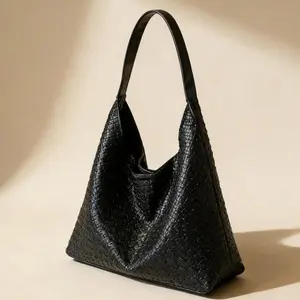 Vintage Woven Leather Tote Bag - Casual Large Hobo Shoulder Bag for Women