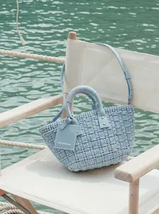 Pre-owned Balenciaga Denim Shoulder Bags New Without Tag Bistro Panir Woven 2 way Handbag XS