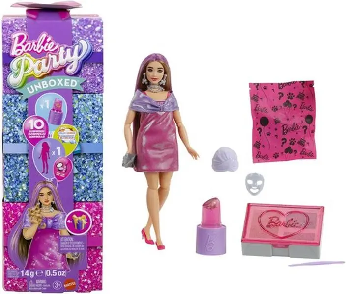 Mattel - Barbie Party Unboxed Glam Party Series Pink Sparkle Doll & Accessories  [Collectible Figurine/Statue/Bust] Paper Doll