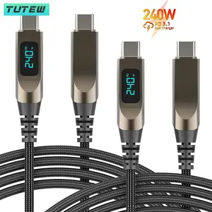 New 240W Max Zinc Alloy Digital Display Data Cable CompatibleFor Samsung S25 For iPhone 1716 Fast Charging Cable C-C For Huawei Smartphone
