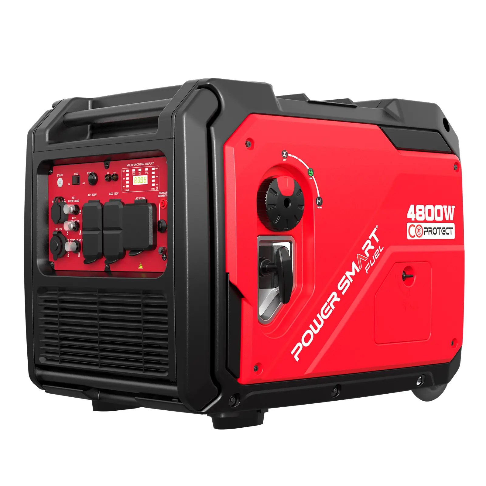 PowerSmart 4800W\3800W Electric Start Portable Inverter Generator, CO Detection,Gas Powered,CO Sensor Technology, RV Ready 30A Outlet, Parallel Capabl