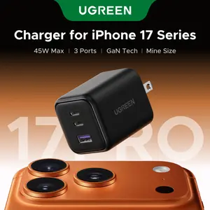 UGREEN 45W USB C Charger Block Nexode 3-Port GaN Fast Type C Charger Compact Foldable Power Adapter for MacBook Pro Air Dell XPS iPhone 17 16 15 iPad Pro Galaxy S25 ,TikTokShopSpringGlowUp,Greenish