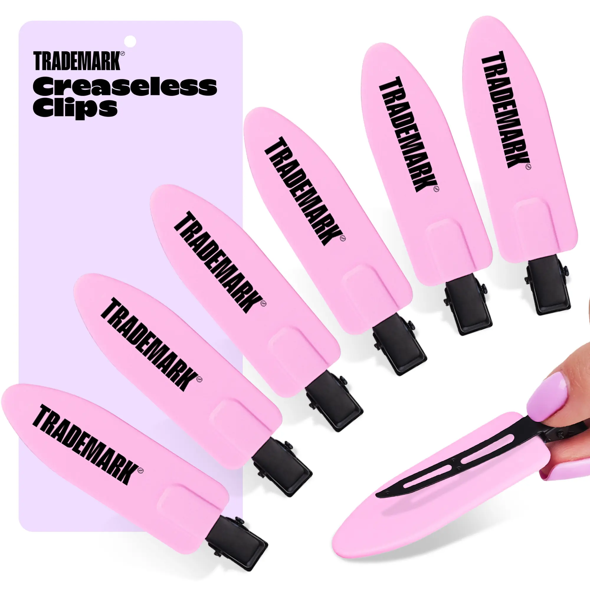 Trademark Creaseless Clips, No Dent Hair Clips for All Types of Hair, Multipurpose Hair Accessory, Hold Hair while doing Makeup, Pink