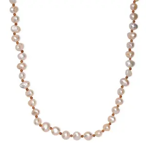Peach Freshwater Pearl and Ratnapura Hessonite Garnet 20 ctw Necklace in 18K Vermeil Yellow Gold Over Sterling Silver Christmas Gifts