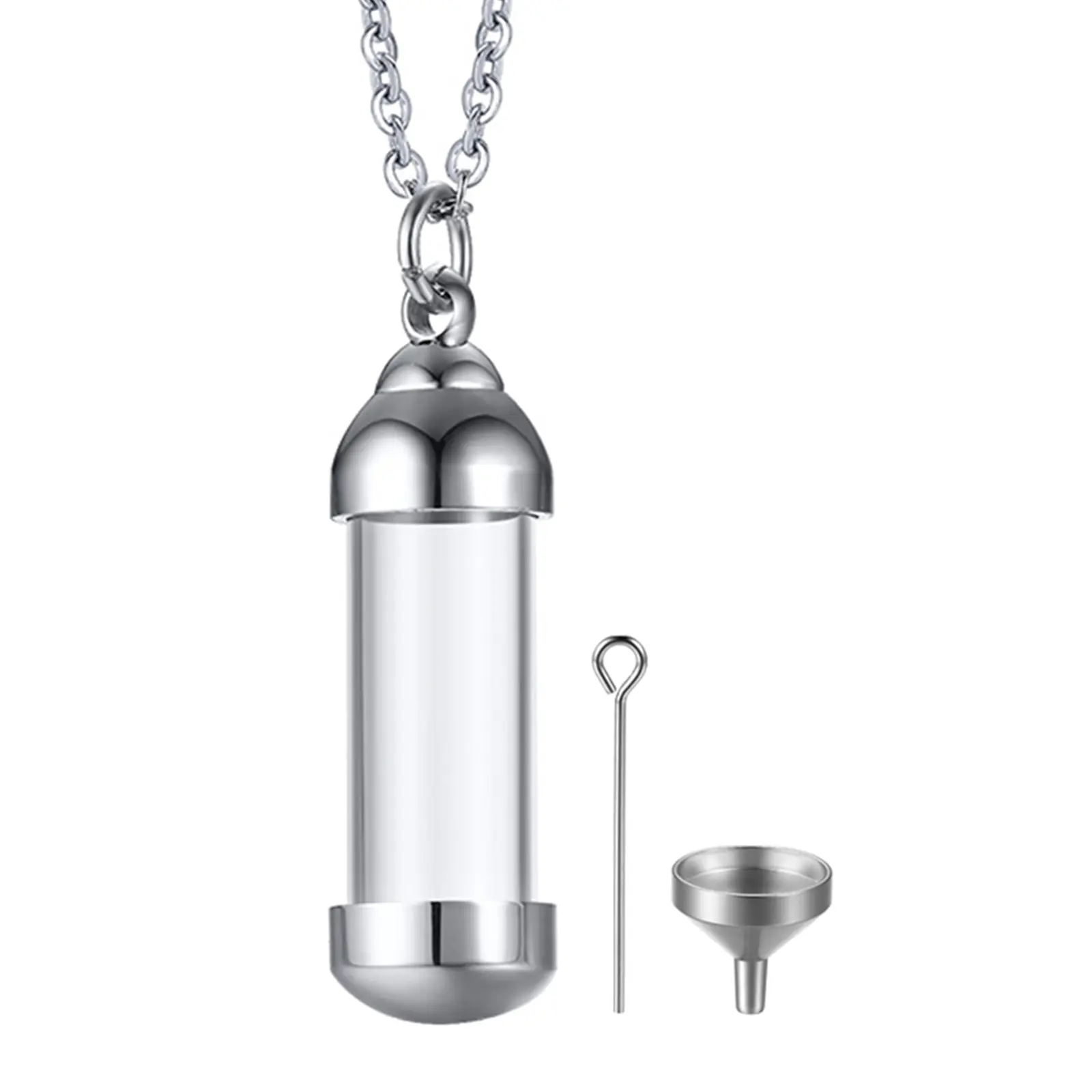 OIDEA Unisex Minimalist Pendant Necklace, Stainless Steel Bottle Shape Charm with Detachable Vial, Available in 2 Sizes, Birthday Gift Idea, Birthday Gift Ideas, Perfume Bottle, Two Sizes