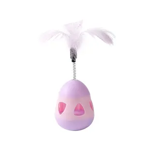 HOLIDAY DEAL Cat Tumbler Toy, Base Dispenses Treats, includes feather wand attachment, great for pet self-amusement teaser, keeps your pets active and happy