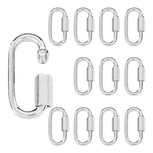 12 count M5 Quick Link Chain, 3/16 Inch Metal Locking Quick Links, D Shape Connectors, Heavy Duty Carabiner Clips for Camping Hiking Hammocks Towing-650lb Capacity