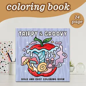 Cute Coloring Book Theme, 24 Bold Stress-Relief Designs, 7.9in X 7.9in Perfect Size, Thick Paper, Original Hand-Drawn Patterns, Drawing Book