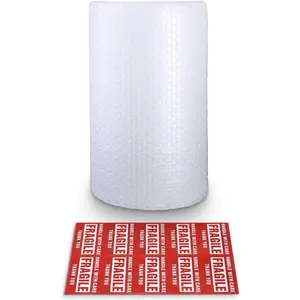 Bubble Cushioning Wrap Rolls, 3/16" x 12" x 15' ft Total, Perforated Every 12" for Packaging, Shipping, Mailing