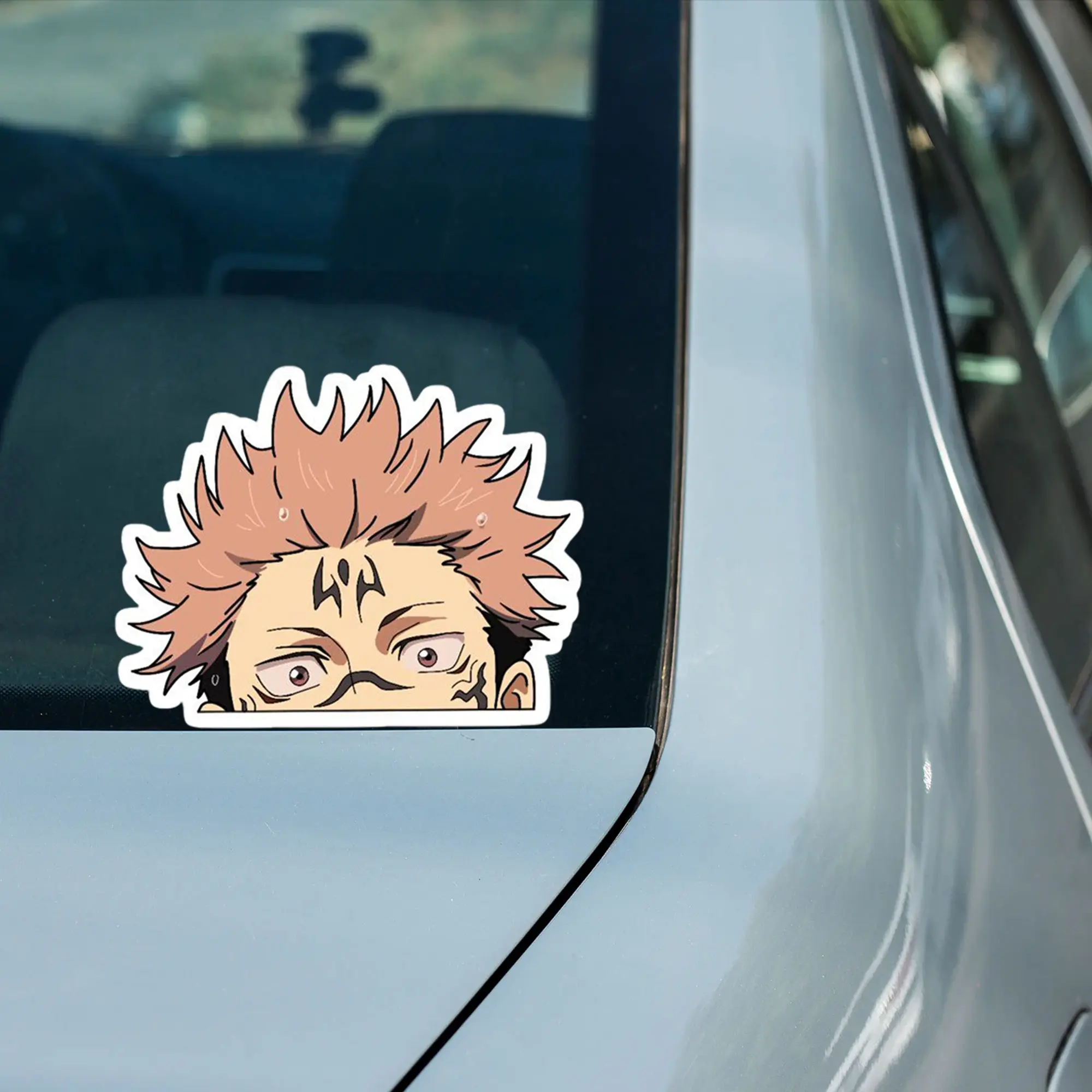 Sukuna Vinyl Sticker, Jujutsu Kaisen Anime Peek Face Decal, Manga Villain Sticker, Waterproof Otaku Sticker, Gift for Fans