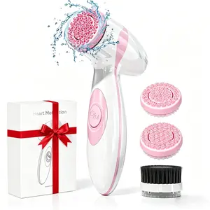 【Mosnami】Rechargeable Facial Cleansing Brush, Dual Rotating Electric Facial Cleanser, Equipped with 3 Replacement Brush Heads, Waterproof Deep Cleansing Skincare Tool, Holiday Gift for Her, Perfect Present for Mom