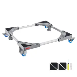 Universal Mobile Base For Appliances: Adjustable Pedestal Stand For Mini Fridge, Washing Machine, And Dryer, Supports Up To 400 Lbs, 4 Locking Swivel Wheels, 4 Strong Feet, Versatile Base For Home Appliances