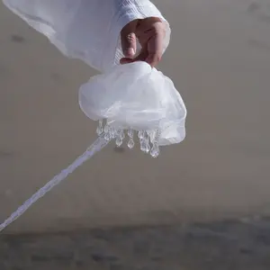 Handmade Jellyfish-Inspired Scrunchie - Soft Dreamy Hair Accessory for Her with Elegant Lace and Crystal Details