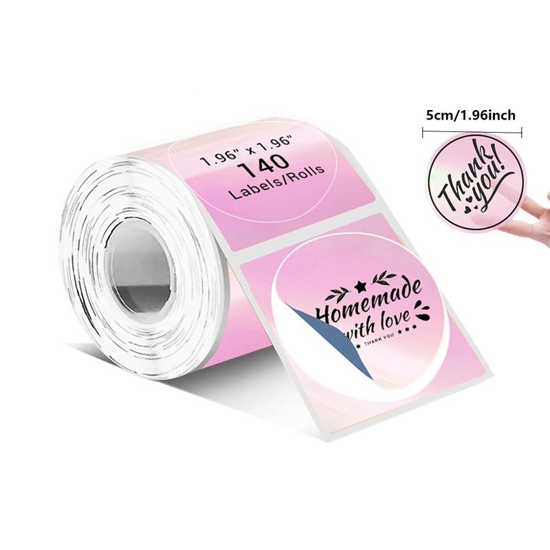 50mm Transparent Colorful Laser Labels Roll, Compatible with Phomemo M110 M200 M220, Waterproof Thermal Barcode Stickers