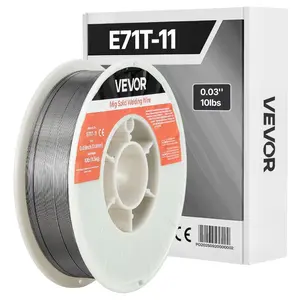 VEVOR Flux Core MIG Welding Wire, E71T - 11 0.035 - inch 10 LBS, Gasless Mild Steel Welding Wire with Low Spatter for All Position Arc Welding, Self - Shielded for Outdoor Use