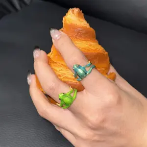 2 Pack Lucky Leap Frog Ring - Symbol of Energy and Good Fortune for Couples or Friendship Gift