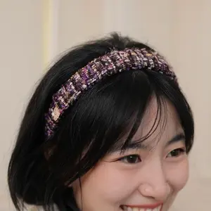 Chunky Headband Knit,luxury Tweed,tweed Padded,black Tweed Headband,tweed Headband,cushion Headbands,fancy Headbands